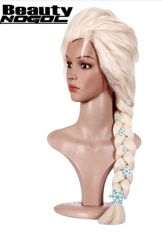 Frozen – Elsa von Arendelle Perücke in weiß, 55cm, geflochten, Kunsthaar, frisierbar - Cosplayuniverse.de